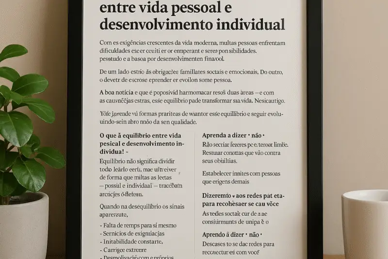 Como manter o equilíbrio entre vida pessoal e desenvolvimento individual